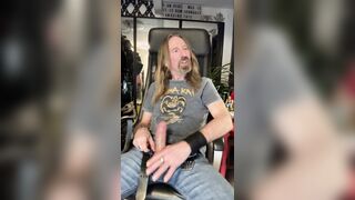 Longhairdude goons and shoots with a glass of champagne, thin denim, Cobra Kai t-tee-shirt