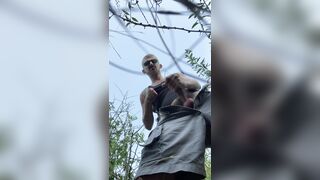 Ukrainian queer extraordinary tugging off on hills near Dark-hued River