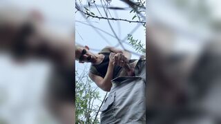 Ukrainian queer extraordinary tugging off on hills near Dark-hued River