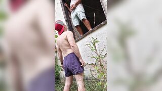 Urinating from window