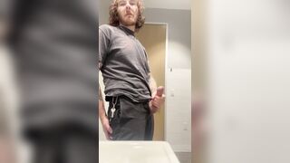 Draining in the fellows guest room. Nutting with the door unlocked.