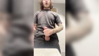 Draining in the fellows guest room. Nutting with the door unlocked.