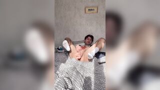 French Fur covered Hairy man wails noisily while romping a skin-light with a fake penis deep inwards me