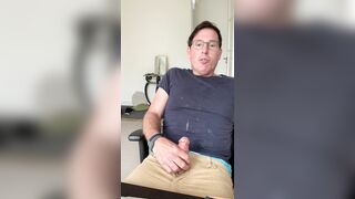 My edging clothes are on – Yankee Eagle trunks and a spunk-stained t-shirt – its time to have fun.