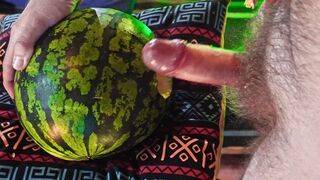 What I Do When I Dont Have Cash For A Fucky-fucky Plaything. Fur covered Man Plows A Watermelon And Ejaculates