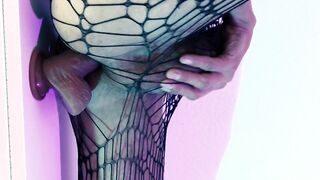 My humungous super-fucking-hot culo in underpants guzzles this humungous wall fake penis entire