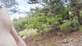 Florida naturist ambles and jerks in the forest while talking about bare life