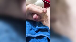 Unloading my geyser all over my blue boxers lingerie after a night out.