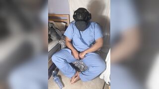 Hooded Nurse Jacking Out A Bellowing Money-shot With Guts Plaything Plunged