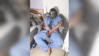 Hooded Nurse Jacking Out A Bellowing Money-shot With Guts Plaything Plunged