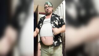 Taut clothes and beer attire two