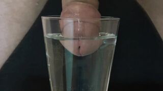 Jizm Fetish: Triple Jism shooting in glass of water Slomo & live audio