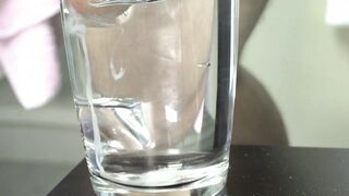 Jizm Fetish: Triple Jism shooting in glass of water Slomo & live audio