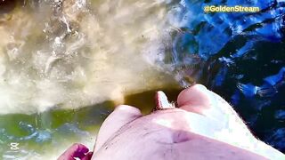 Teenie man pees on the stone what does he do then? okay