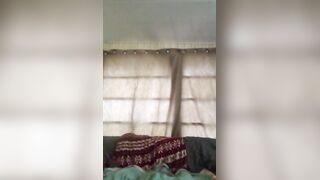 Steamy Latino Thug Caught arched over and boink himself in the bootie with gfs purple fake penis