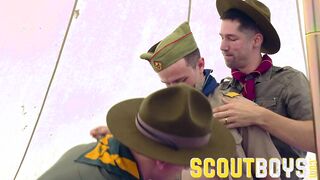 ScoutBoys Wonderful twunk Logan Cross enticed and barebacked by two DILFs