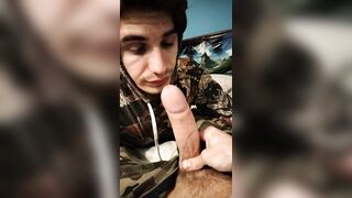 Soldier is getting fine fellatio and fellate from a great man