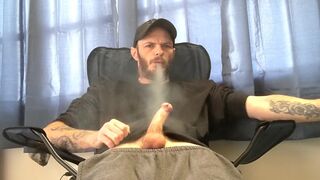 Immense knob and superb weed + cum shot ( smoke and stroke )