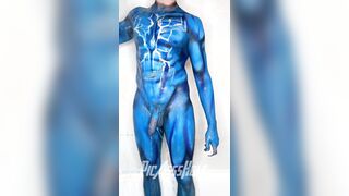 wonderful strung up bod painter washes off artwork in douche