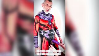 Magneto HARDCORE Costume play – Yam-sized Uncircumcised Dad in Bodypaint