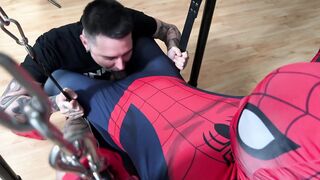 BIG BLACK COCK Spiderman Sling Plumb Internal ejaculation (Trailer)