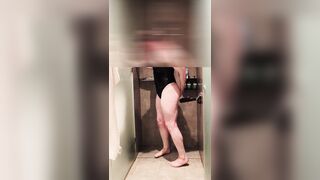 Sissy bikini in the douche