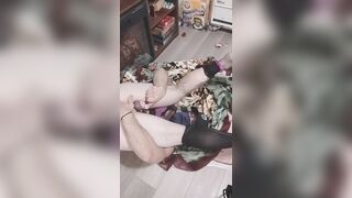 Sissy cockslut crossdresser v-card pees all over guzzles their own urinate phat sleek milky butt dump