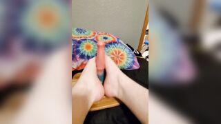 Femboy Experiences Feetjob on Faux-cock