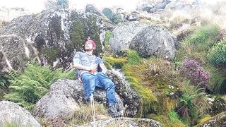 Rugged Fellow Smokes while Jerking His Phat Salami Ttill he Finishes off Outside