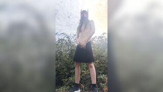 Pup Ejaculates Outdoors