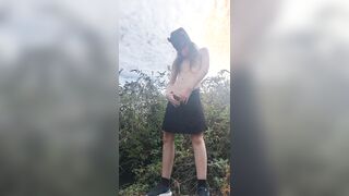 Pup Ejaculates Outdoors