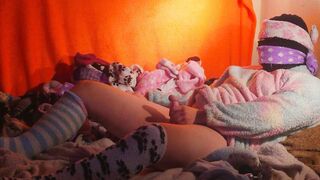 Uber-cute Man is ball-gagged with Fuzzy Socks and Edging