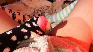 Uber-cute Man is ball-gagged with Fuzzy Socks and Edging