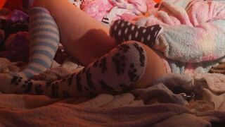 Uber-cute Man is ball-gagged with Fuzzy Socks and Edging