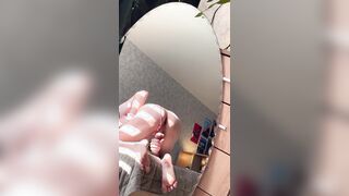 Nice Splendid Femboy In Super-fucking-hot Strawberry Nightwear Jerking Manhood and Toying with Crevasse