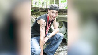 Slender guy showcases off his bod and sausage in the garden