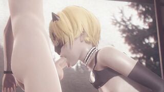 Yaoi - Cat Femboy suck off and jizm in his gullet