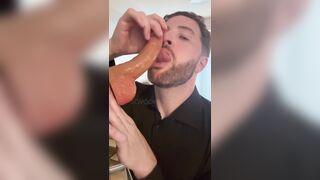 POINT OF VIEW, of a Obedient work-from-home office employee, simulated deep throat, assplay with ample fake penis.