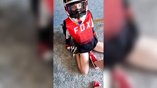 Insatiable stud jacking off in my Motocross garment