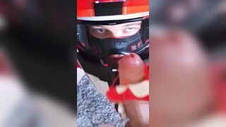 Insatiable stud jacking off in my Motocross garment