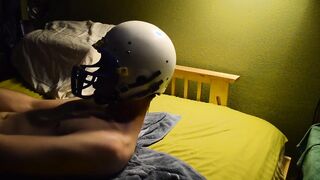 Yankee Football Helmet JO in Jockstrap Self-Facial cumshot in Gear Youngster Twerk at End