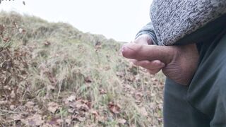 Trio destroyed ejaculations in public on a cold day. 4K Iamhornybobo