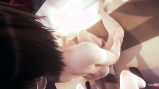 A fellow annalingus and without a condom to two femboys