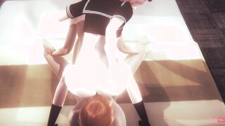 A fellow annalingus and without a condom to two femboys