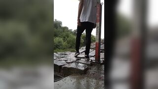 Mischievous sizzling lad drenches his clothes no clothes to switch into. and a b