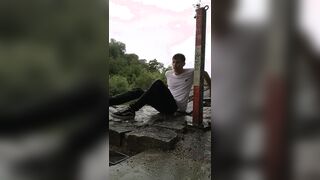 Mischievous sizzling lad drenches his clothes no clothes to switch into. and a b