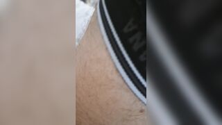 Nuzzling messy socks while tugging off