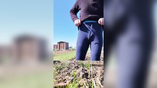 My lil salami pissing on my allotment I was busting again