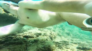 Wow, my shrieks! Spunking with my selfie stick while snorkeling made me shriek like never before