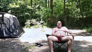 CAUGHT!! Teddy wanking in the forest gets a surprise guest and things warmth up hasty!!